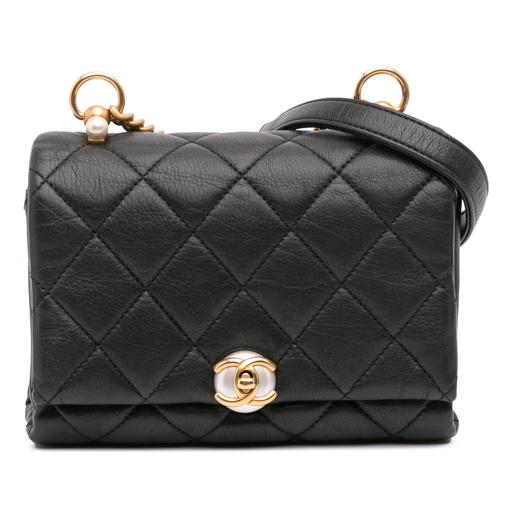 Pre-Loved Chanel Mini Quilted Calfskin Pearl CC Accordion Flap